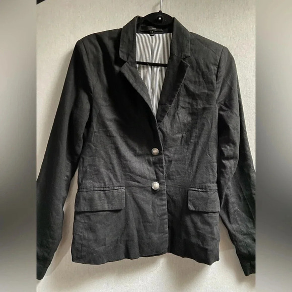 Harve Benard black  linen blazer Sz 6 - Picture 4 of 13
